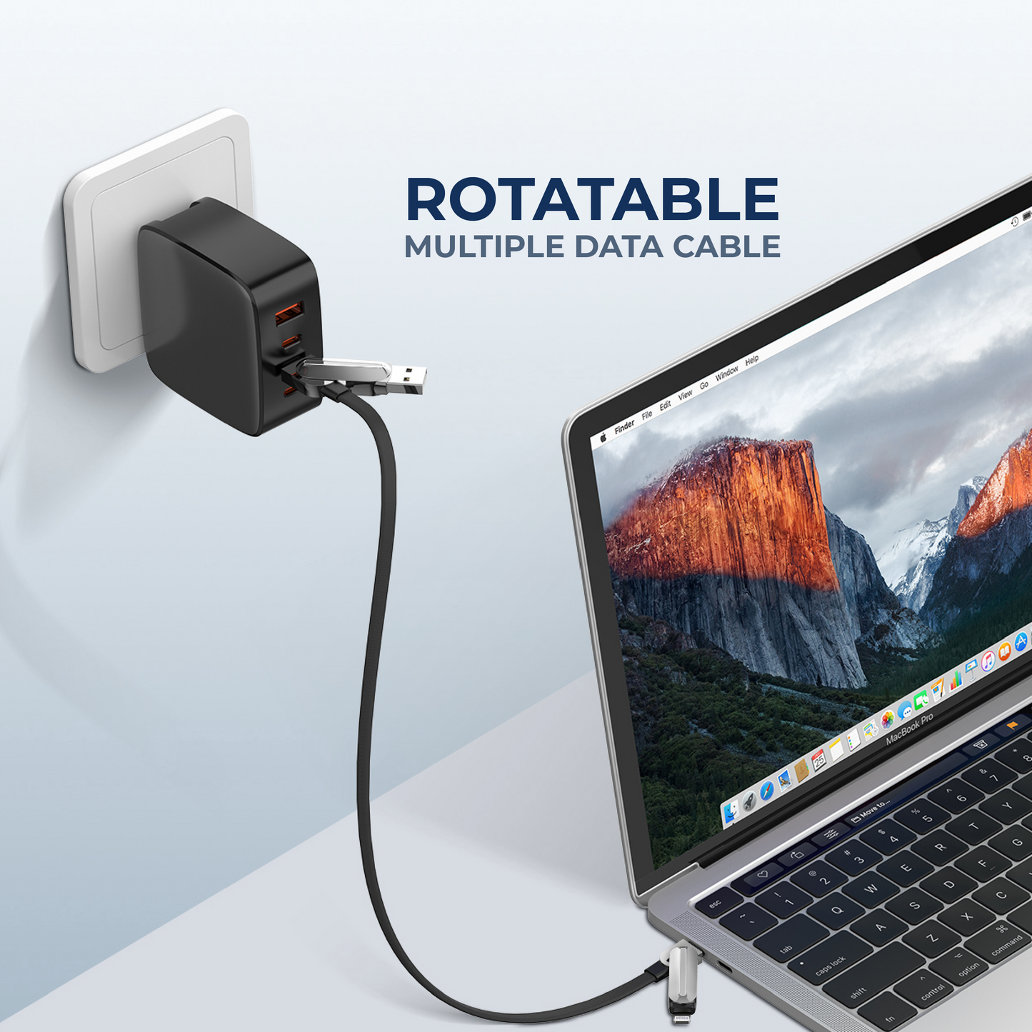 4-in-1 Multiple Data Cable (USB-C+USB-A to USB-C+Lightning)