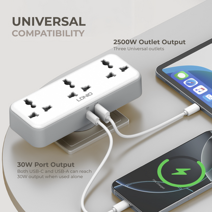 180° Rotatable Extension Cord (w/ 2 USB Ports, 3 Outlets)