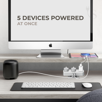 180° Rotatable Extension Cord (w/ 2 USB Ports, 3 Outlets)